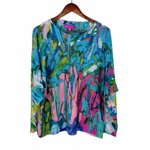 NEW CLAIRE DESJARDINS tunic watercolor top - plus in multicolor - Picture 2 of 3